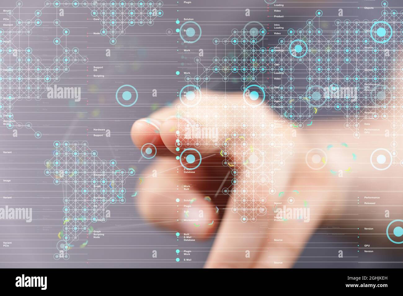 Person's hand touching the 3D rendered data Stock Photo - Alamy