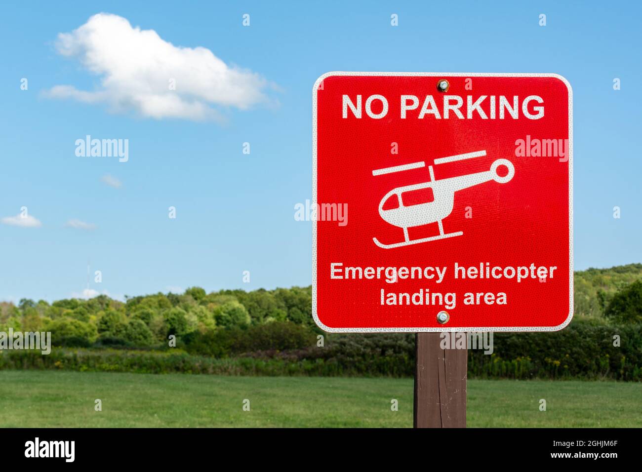 No parking emergency helicopter landing area sign. Baraboo, Wisconsin