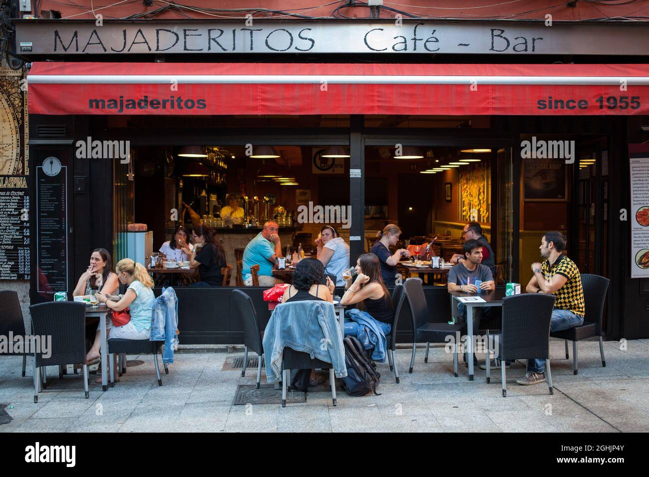 Majaderitos Cafe & Bar on Calle de Cadiz iin the Cortes district of Madrid Stock Photo