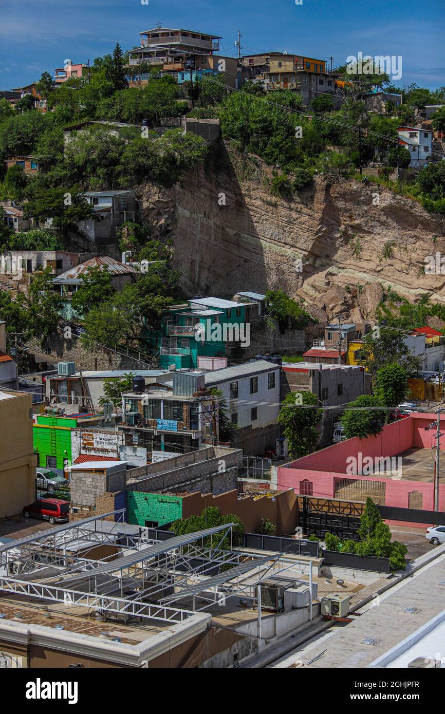 Houses on the hill of the center of the city the border of Nogales
