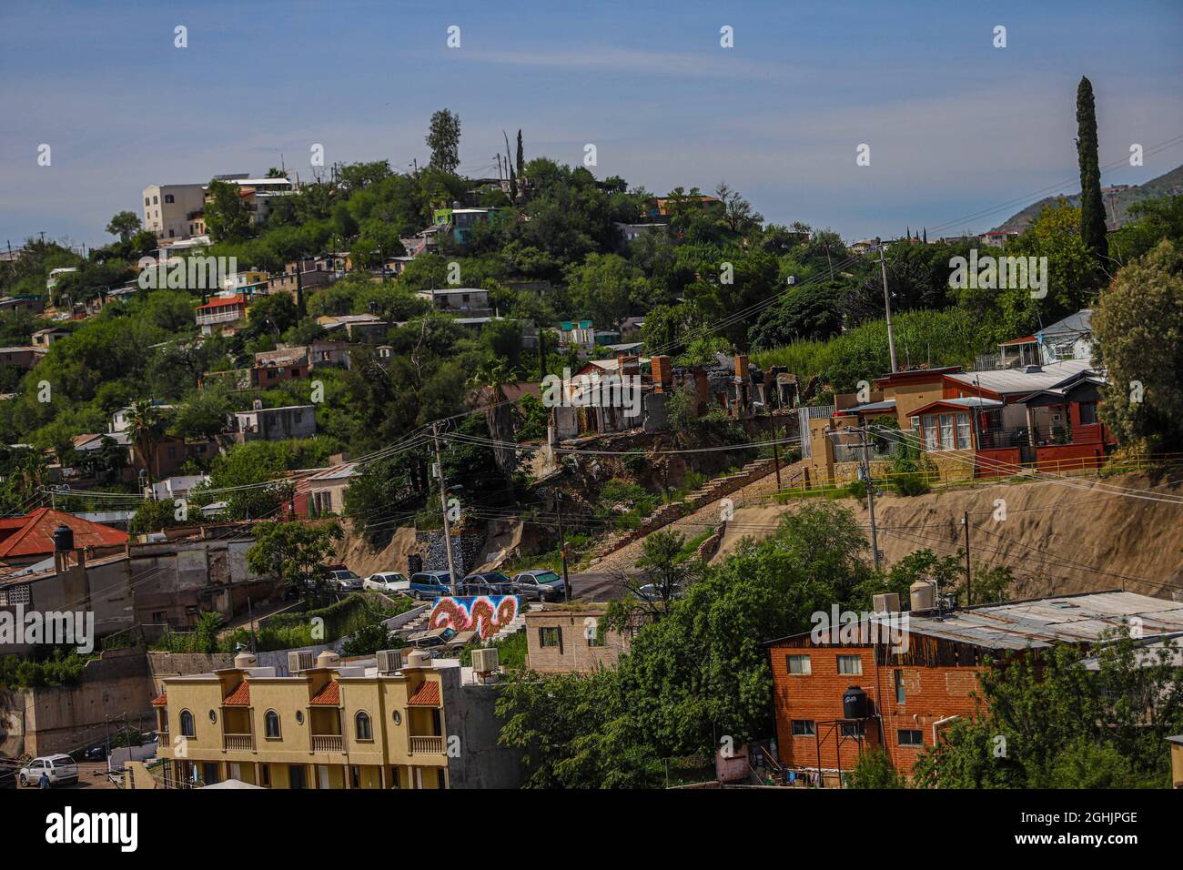 Houses on the hill of the center of the city the border of Nogales