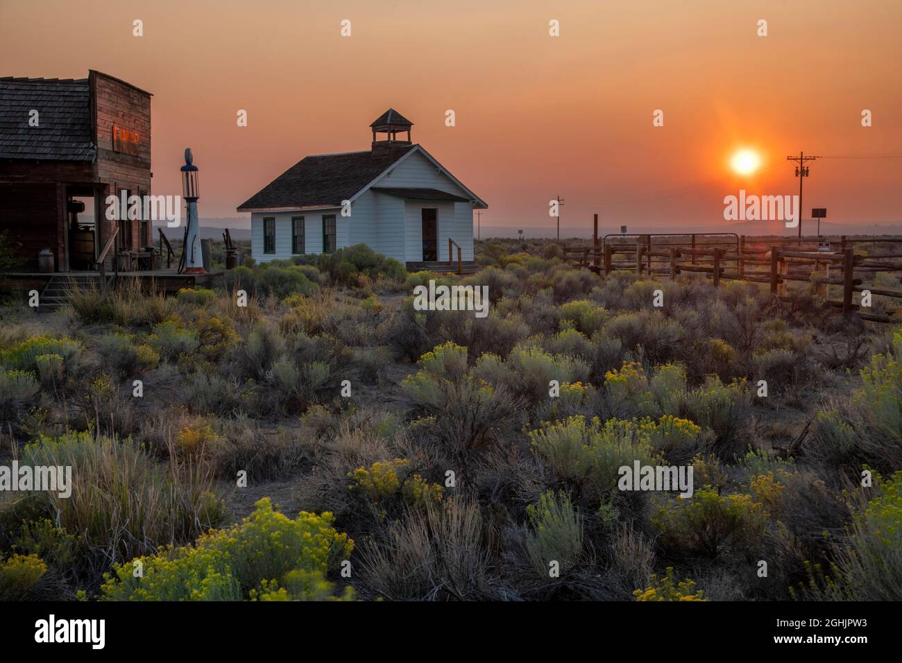 USA, Oregon, Central, Fort Rock Homestead Museum, Astro Sky Stock Photo