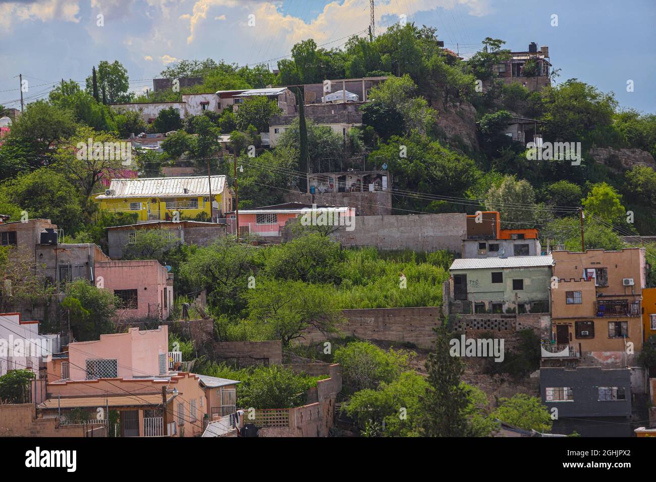 Houses on the hill of the center of the city the border of Nogales
