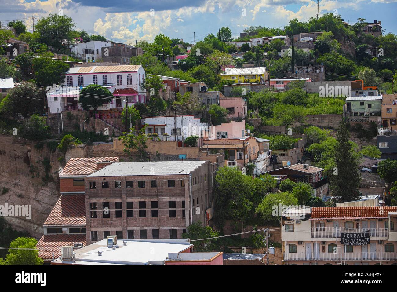 Houses on the hill of the center of the city the border of Nogales