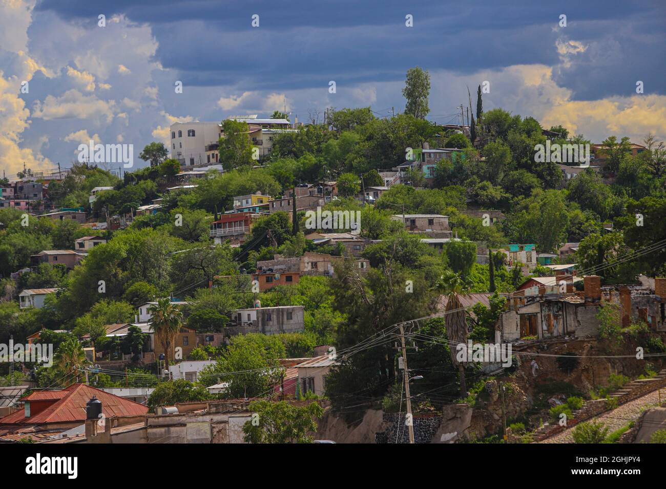 Houses on the hill of the center of the city the border of Nogales