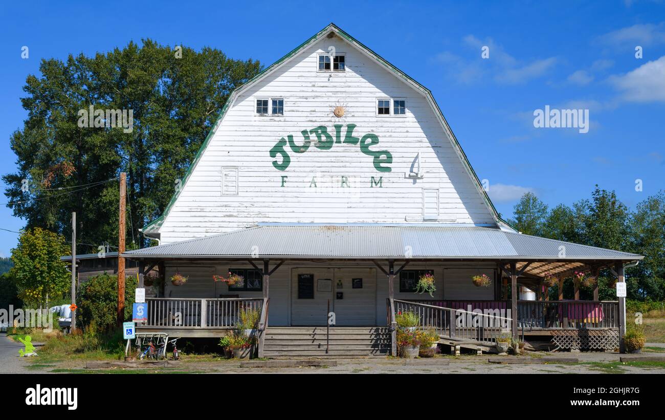 Carnation, WA, USA September 06, 2021; Jubilee Farm white wooden