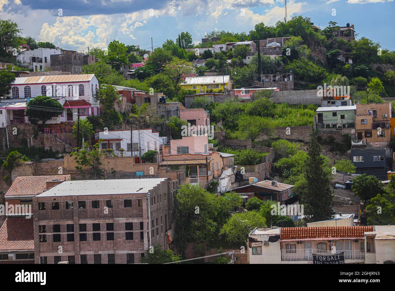 Houses on the hill of the center of the city the border of Nogales