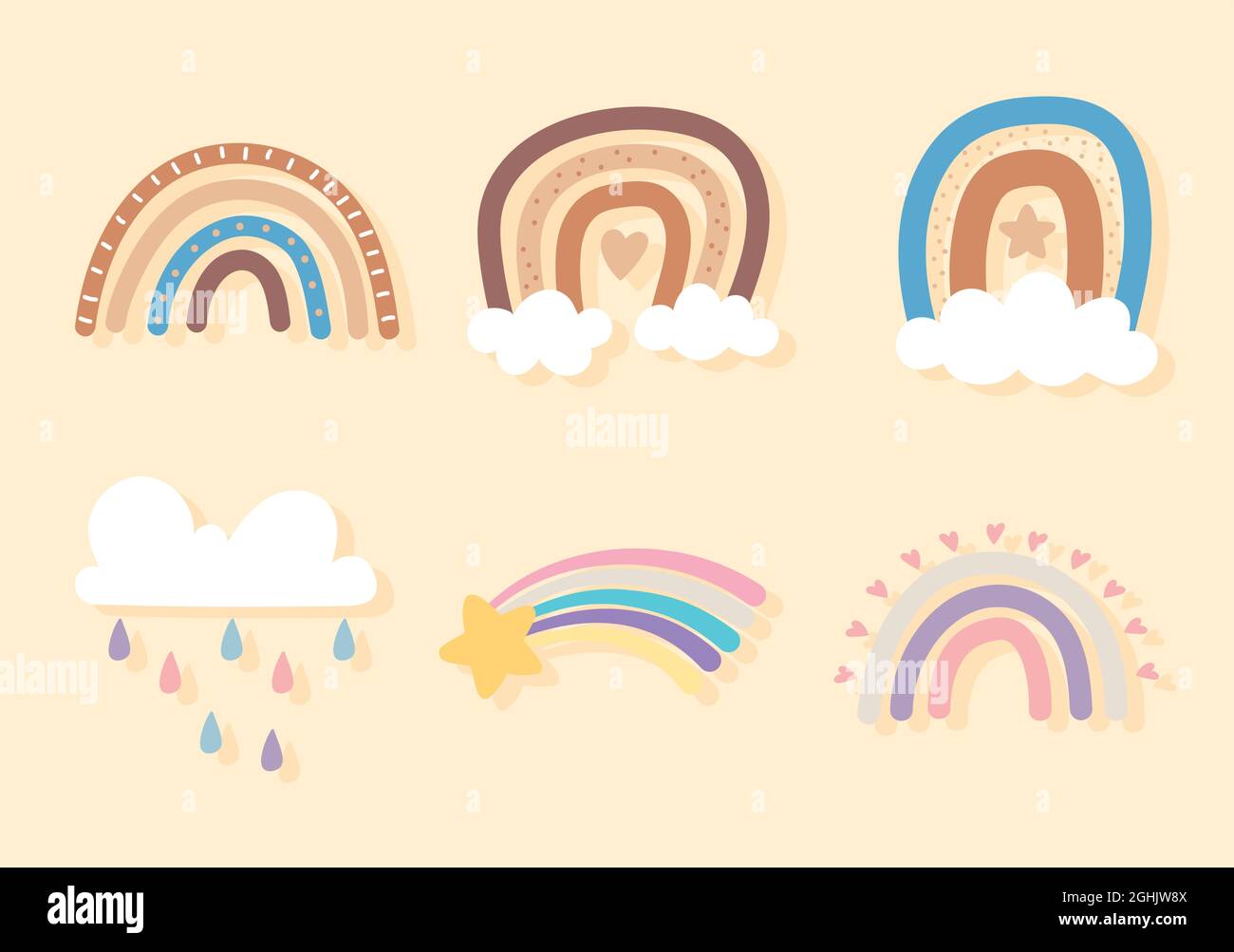 rainbow clouds rain Stock Vector Image & Art - Alamy
