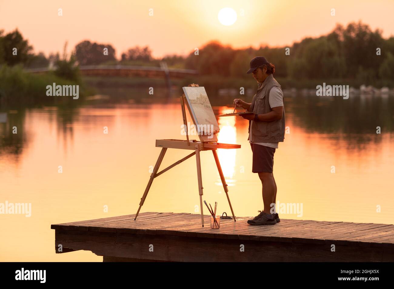 Full length mature man painting hi-res stock photography and images - Alamy