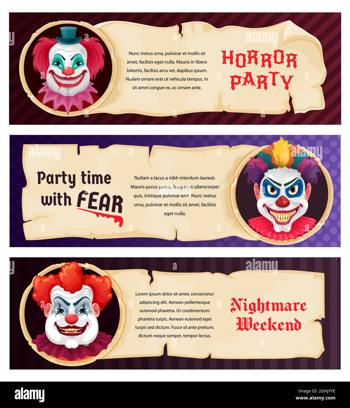 Halloween Banner Horror Zirkus Clowns 