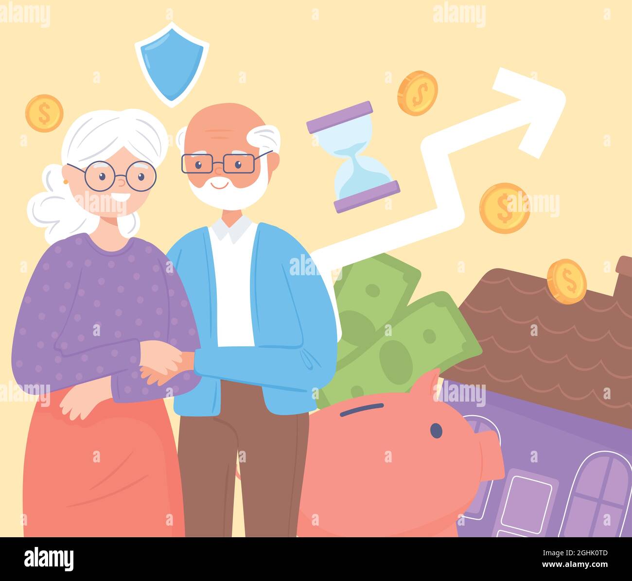 retirement plan and old couple Stock Vector