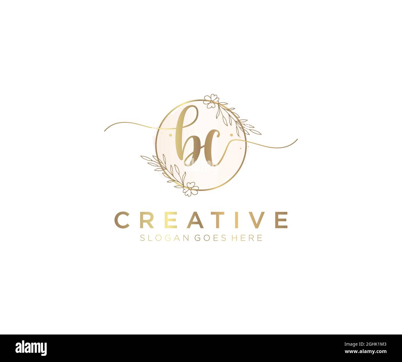 BC Feminine logo beauty monogram and elegant logo design, handwriting logo of initial signature, wedding, fashion, floral and botanical with creative Stock Vector