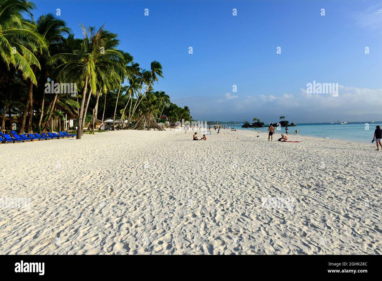 The pristine white sand beach on Boracay island, Aklan province, The Philippines Stock Photo Alamy