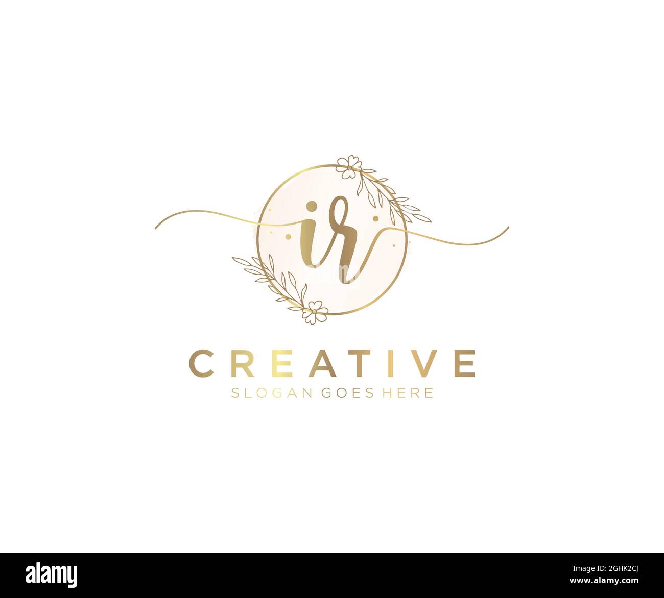 IR Feminine logo beauty monogram and elegant logo design, handwriting logo of initial signature, wedding, fashion, floral and botanical with creative Stock Vector