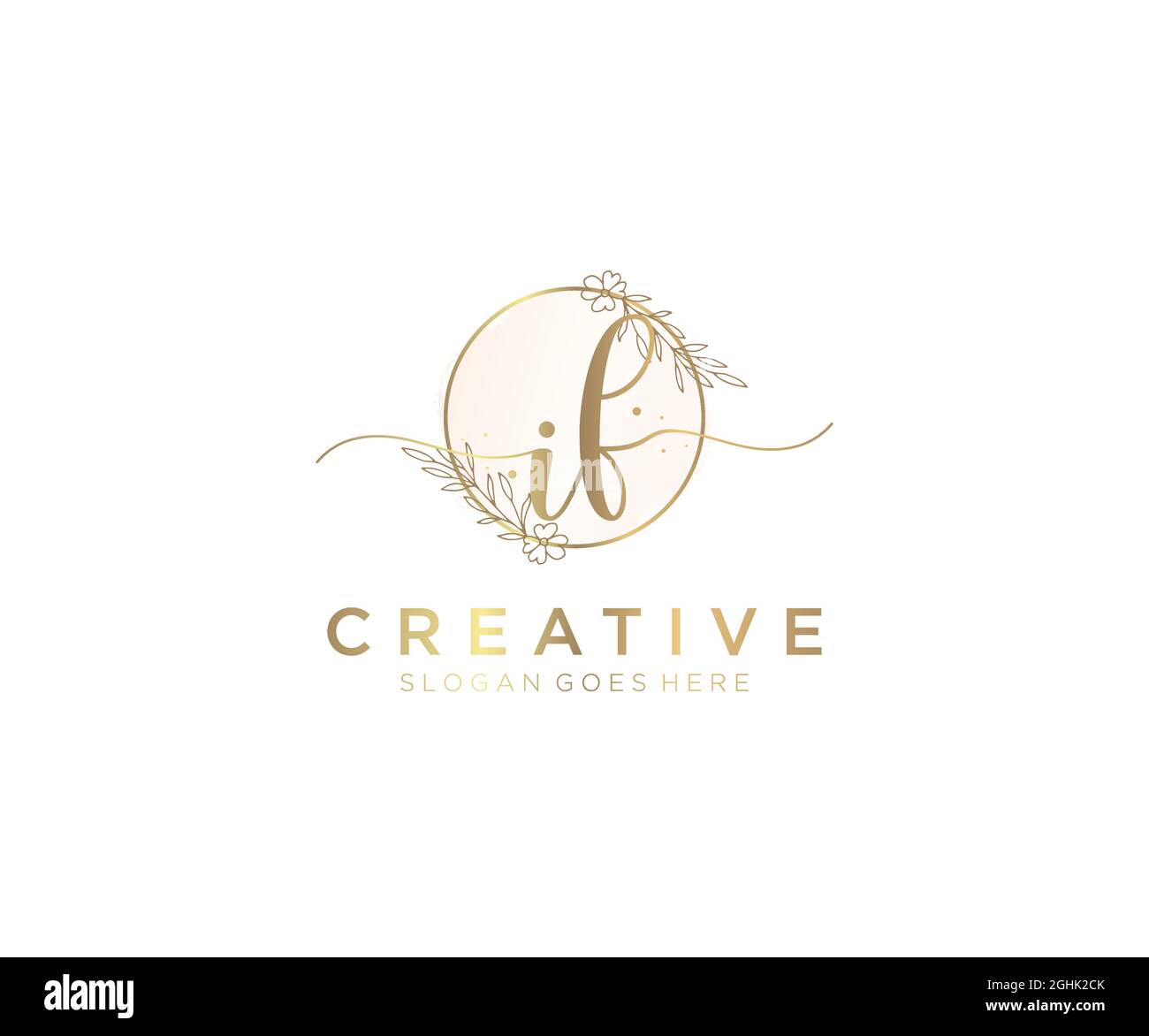 IF Feminine logo beauty monogram and elegant logo design, handwriting ...
