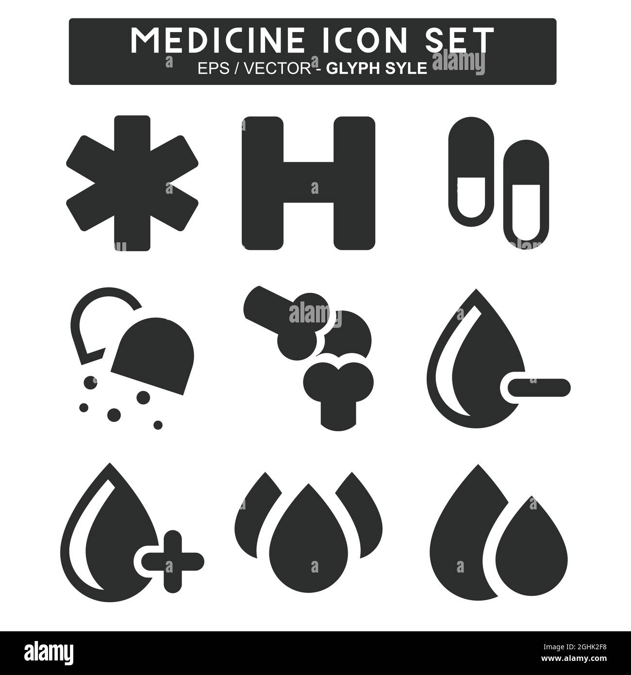 Set Icon Vector of Medicine - Glyph Style - Simple illustration ...