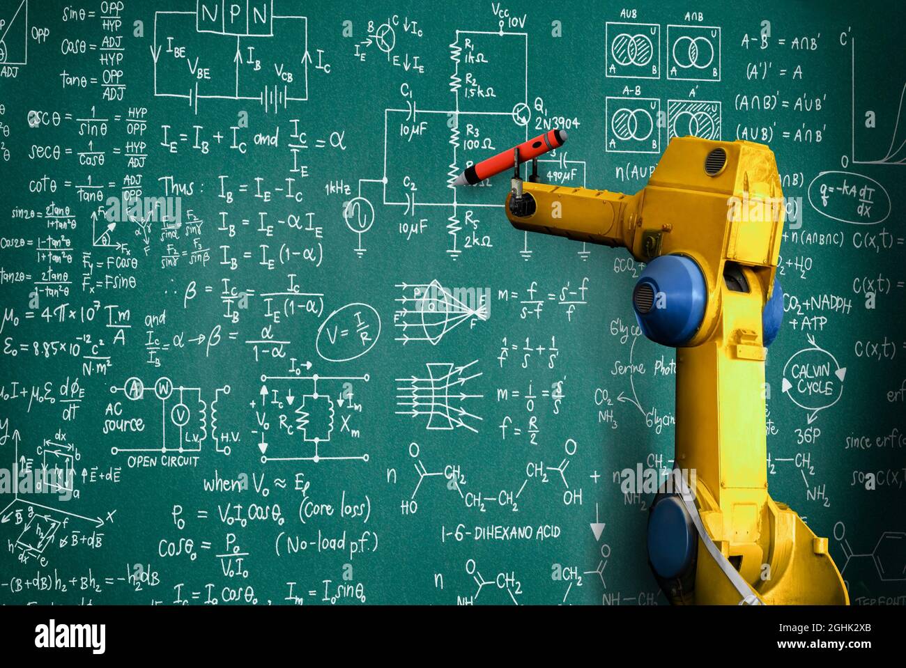 Robot arm AI analyzing mathematics for mechanized industry problem solving  . Concept of robotics technology and machine learning for automated Stock  Photo - Alamy