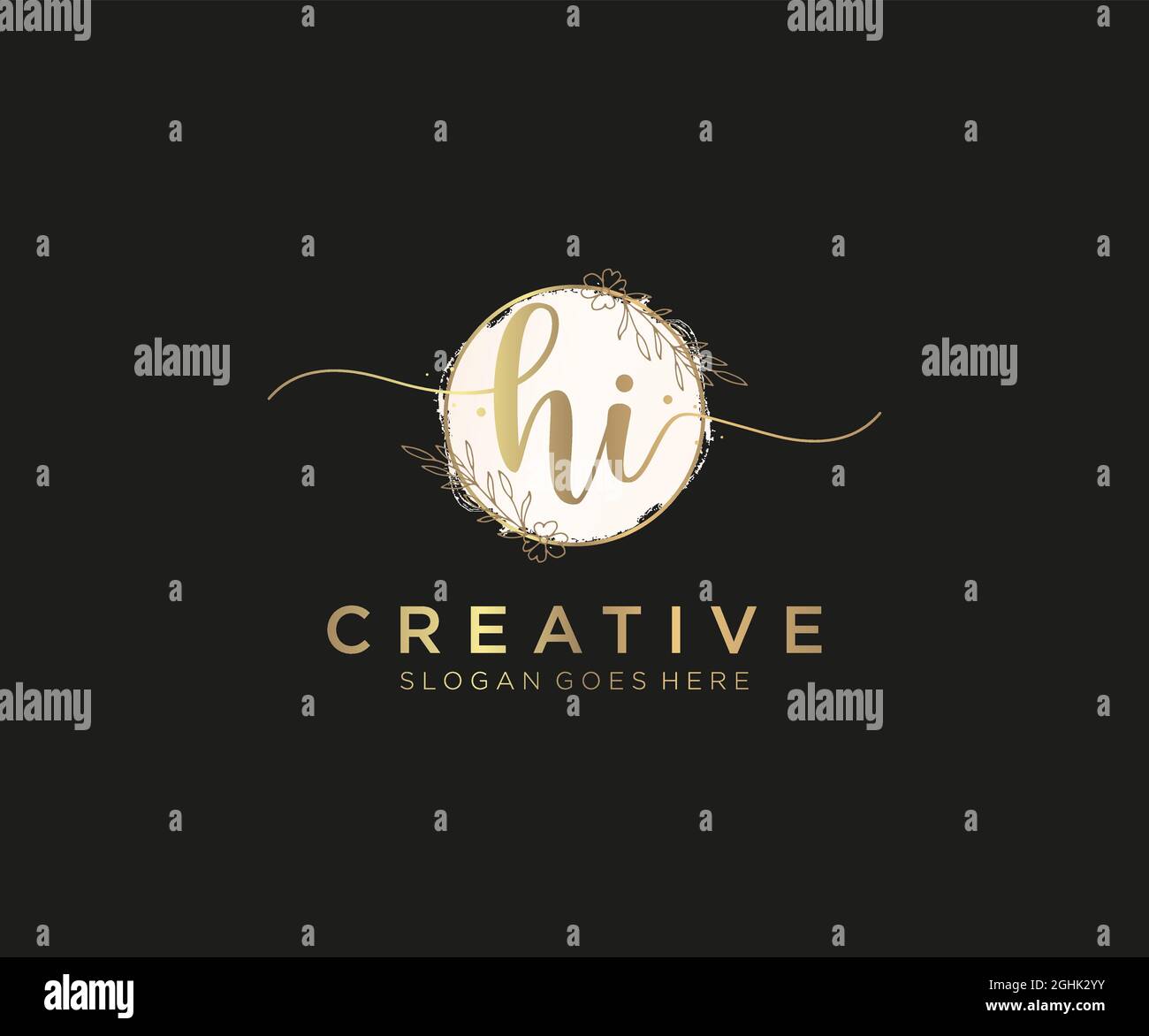 HI Feminine logo beauty monogram and elegant logo design, handwriting ...