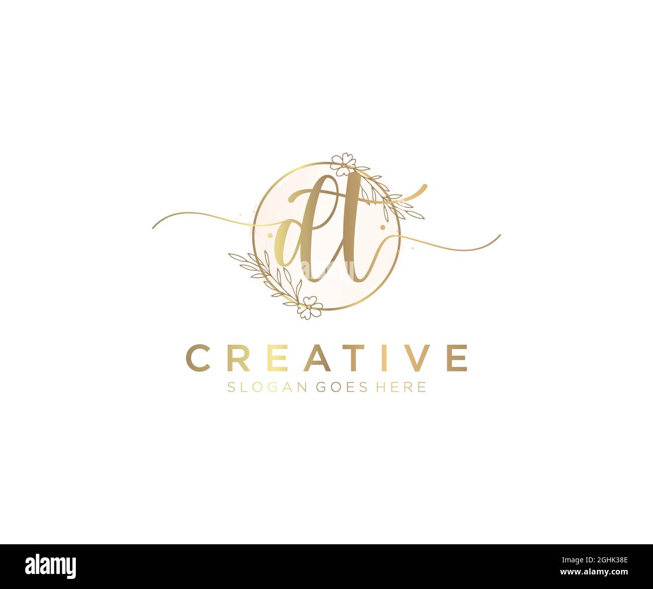 DT Feminine logo beauty monogram and elegant logo design, handwriting ...