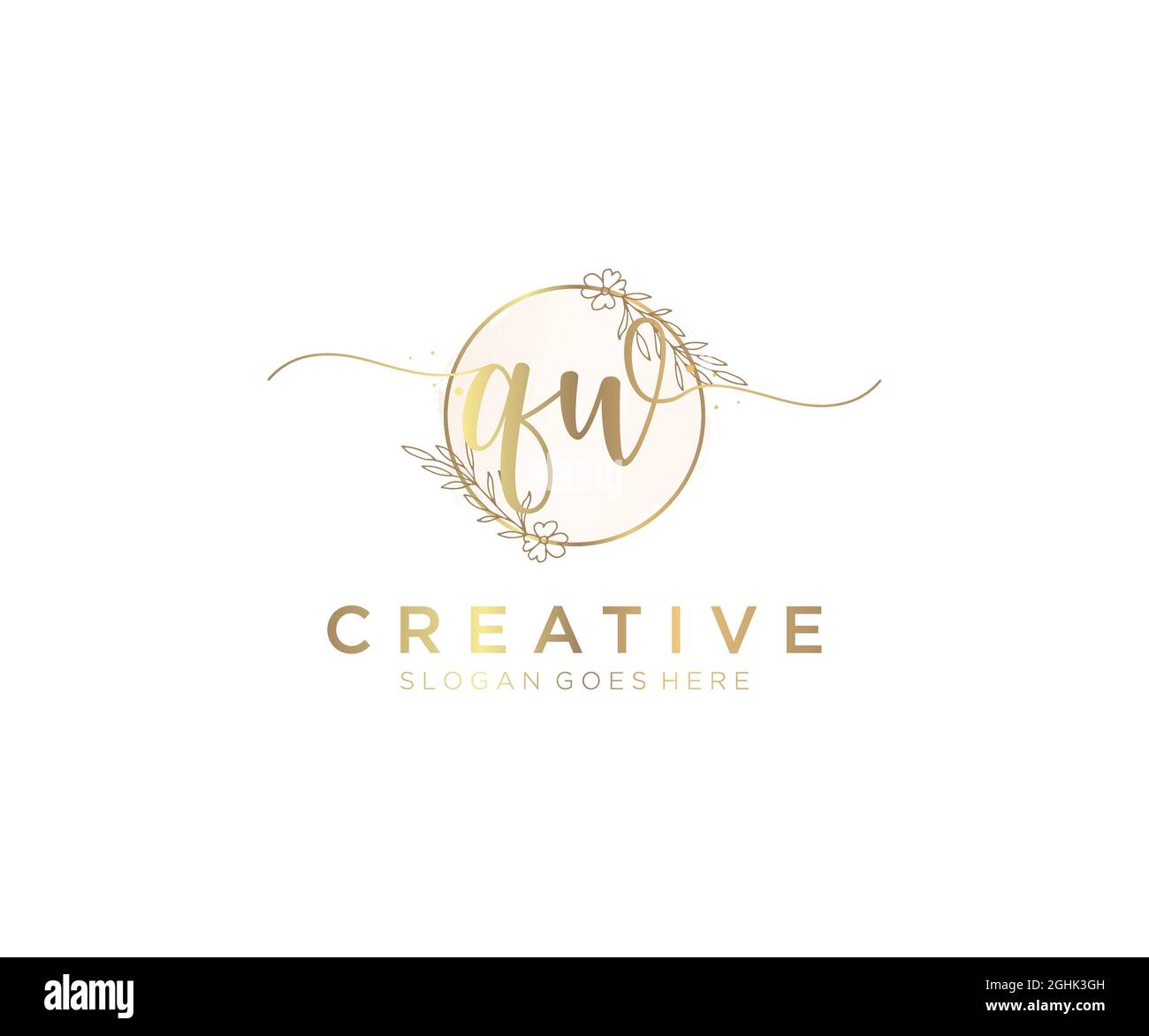 QW Feminine logo beauty monogram and elegant logo design, handwriting ...