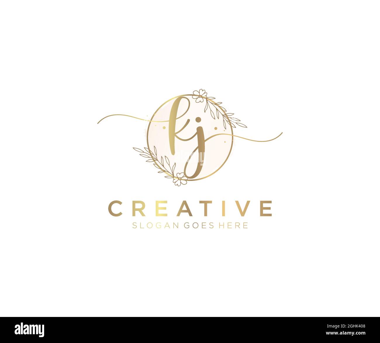 KJ Feminine logo beauty monogram and elegant logo design, handwriting ...