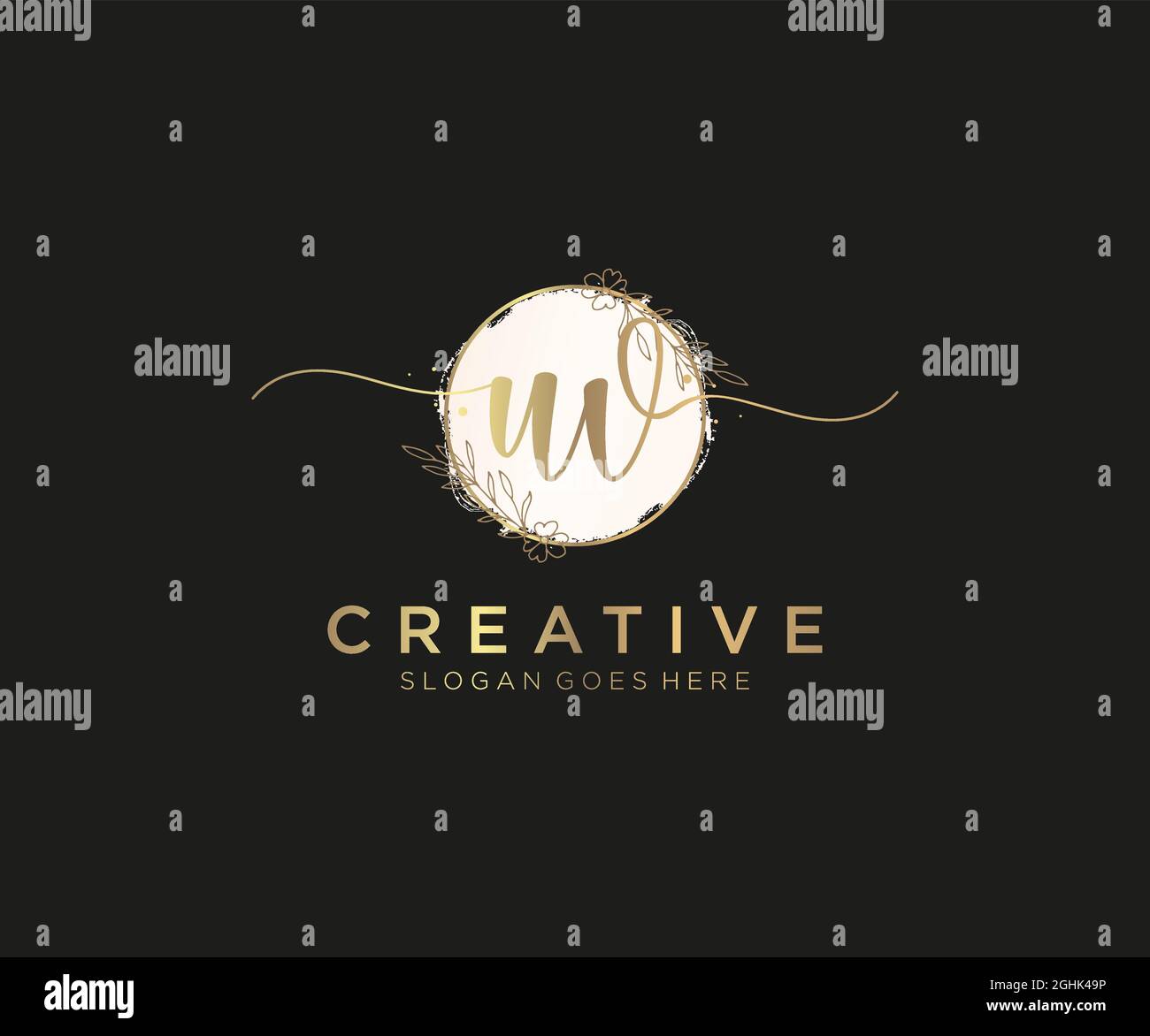 UV Feminine logo beauty monogram and elegant logo design, handwriting ...