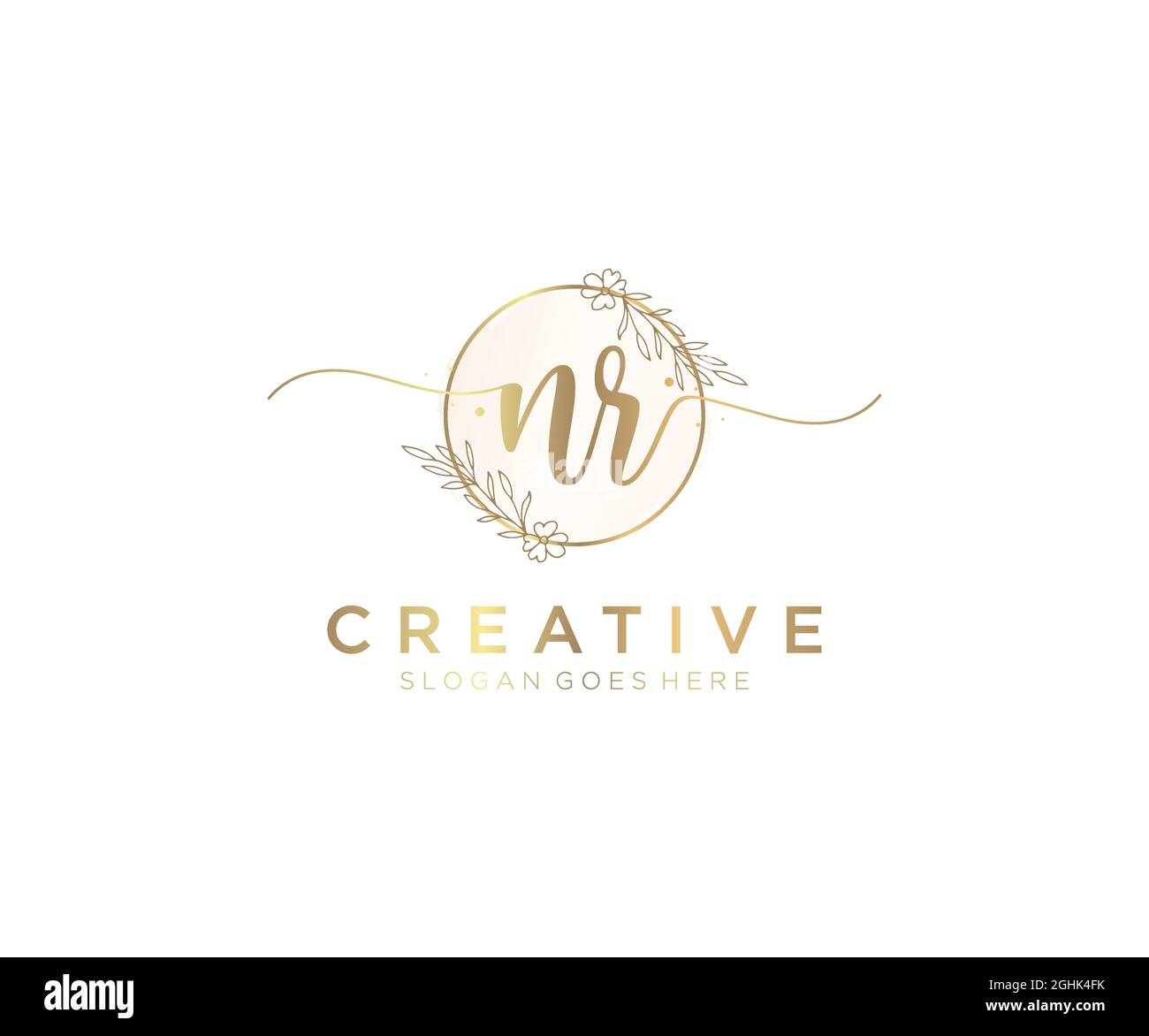 NR Feminine logo beauty monogram and elegant logo design, handwriting logo of initial signature, wedding, fashion, floral and botanical with creative Stock Vector