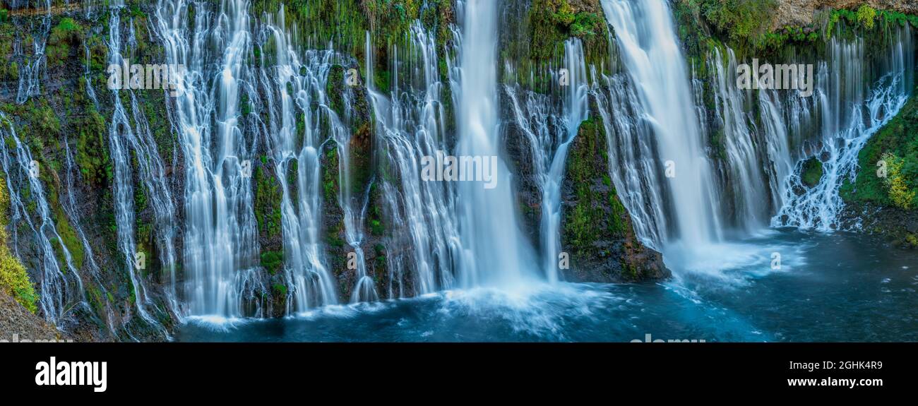 Waterfalls, Burney Falls Memorial State Park, Shasta-Trinity National Forest, Shasta County, California Stock Photo