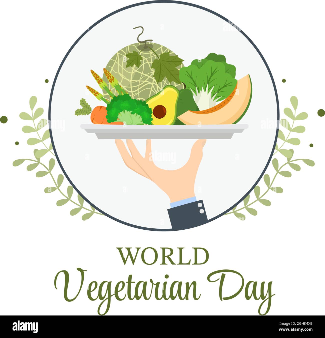 World Vegetarian Day Cute Cartoon Vector Illustration of Various Types ...