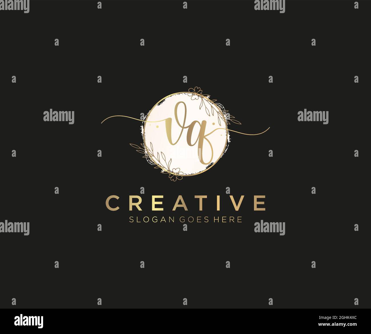 VQ Feminine logo beauty monogram and elegant logo design, handwriting ...