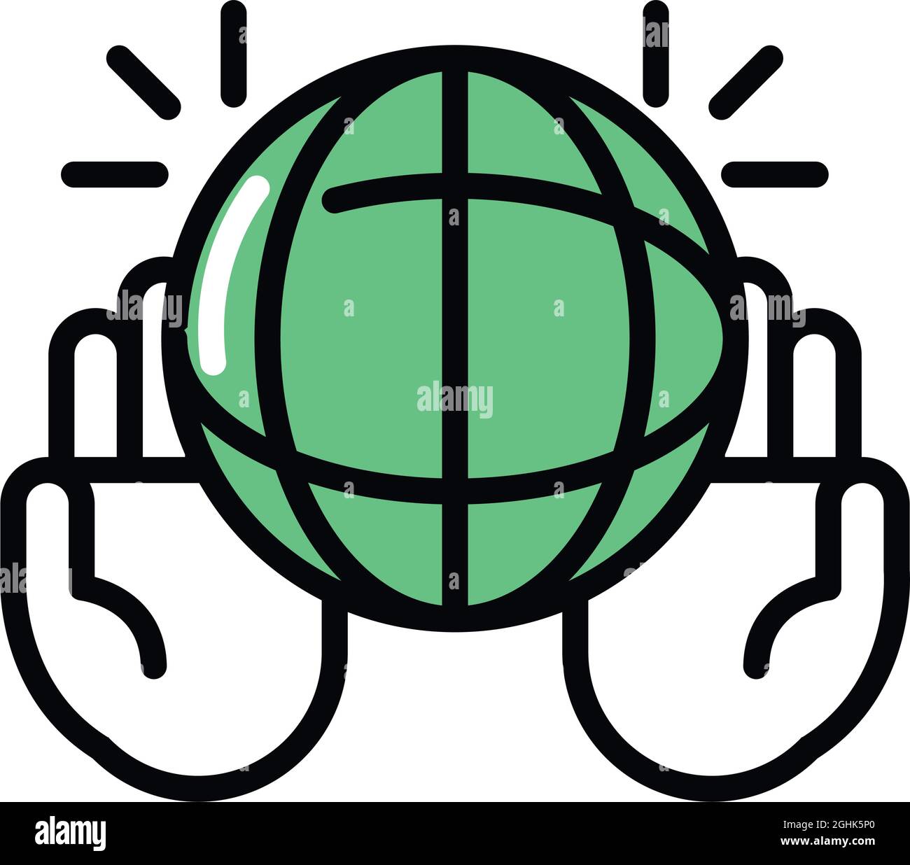 hand holding green globe Stock Vector