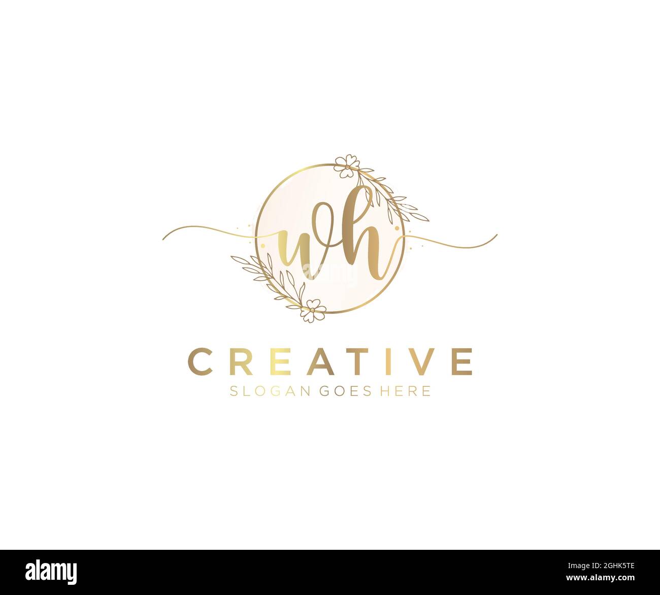 WH Feminine logo beauty monogram and elegant logo design, handwriting ...
