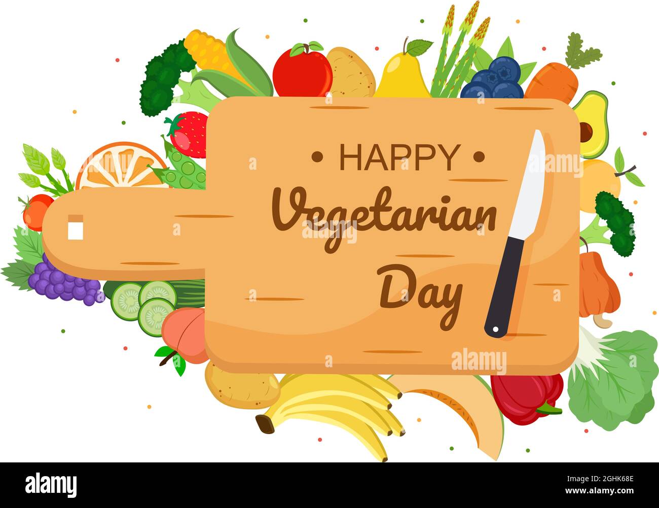 World Vegetarian Day Cute Cartoon Vector Illustration of Various Types ...