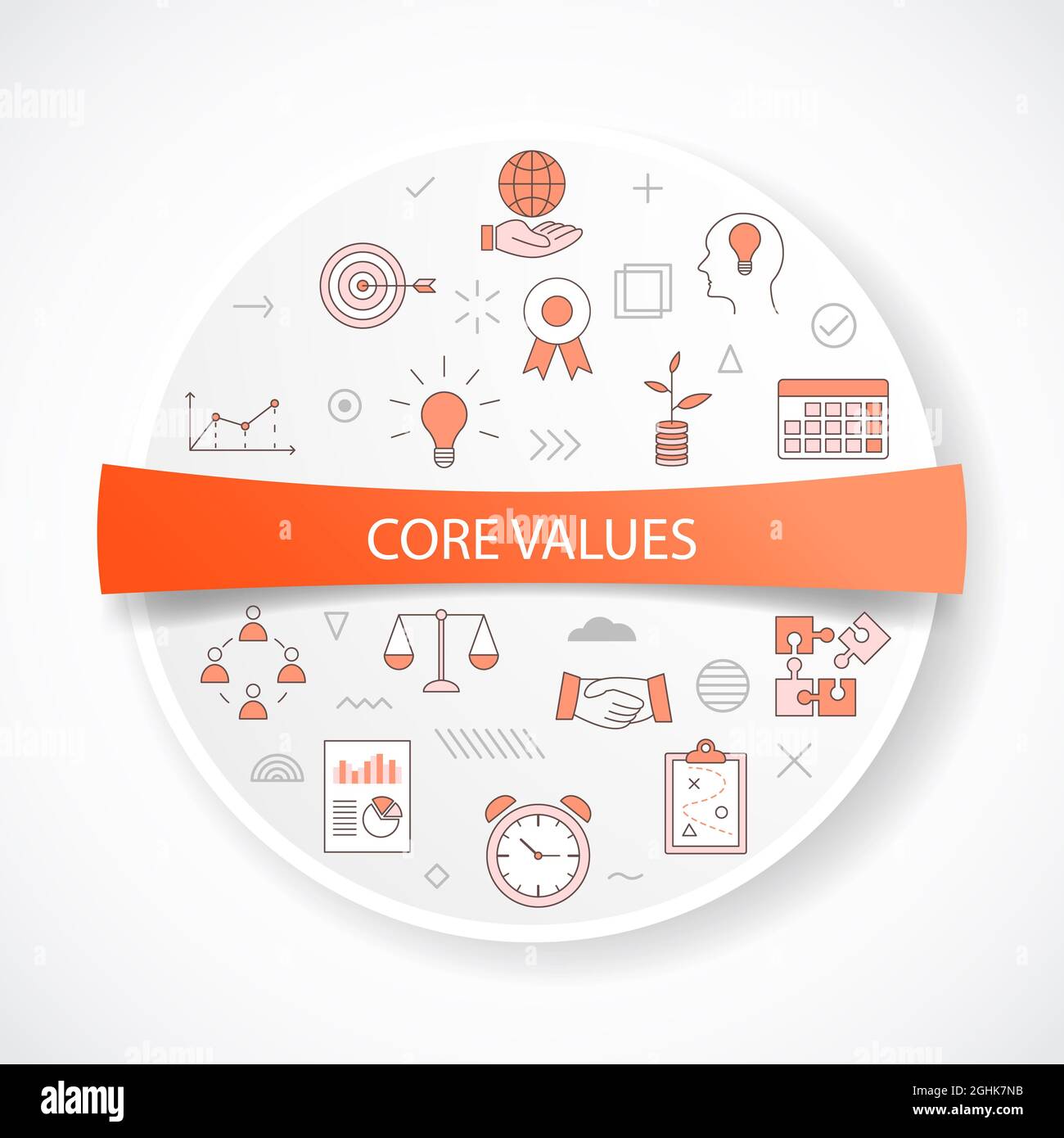 core values concept with icon concept with round or circle shape vector ...