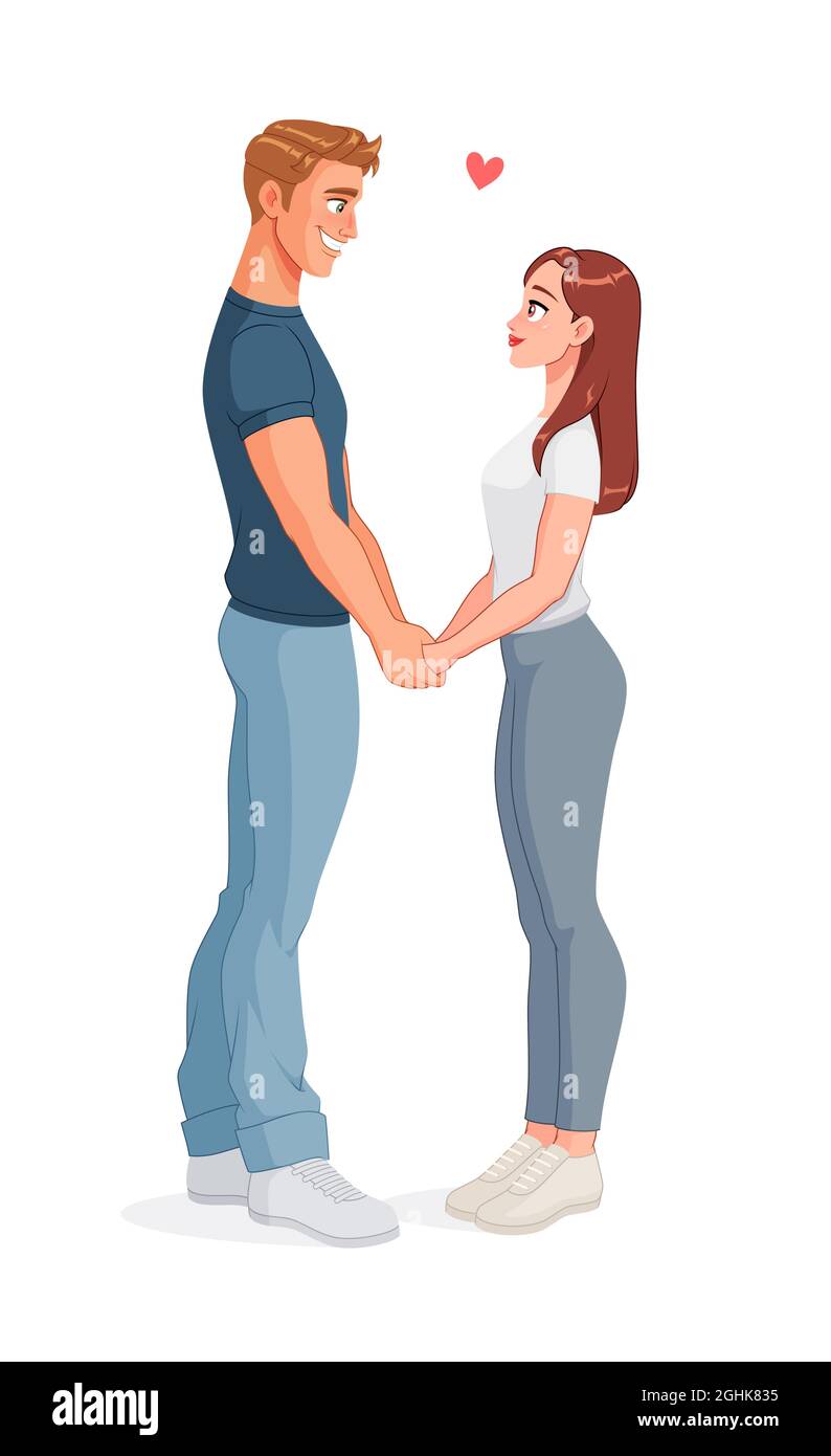 Happy couple in love holding hands. Isolated vector illustration Stock  Vector Image & Art - Alamy
