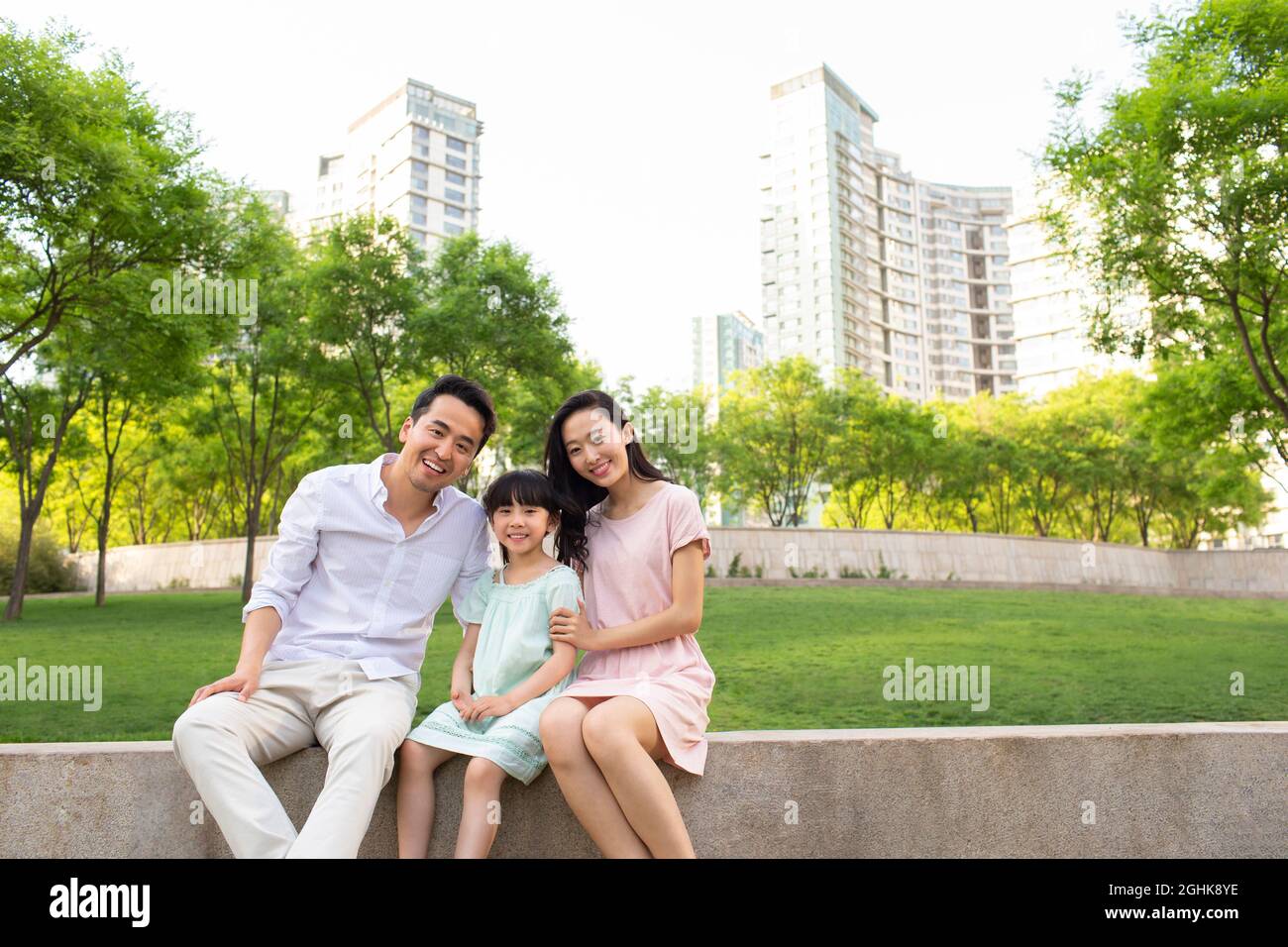 Portrait of happy young family Stock Photo