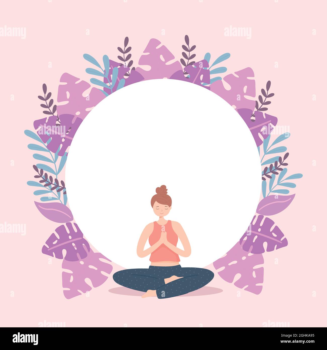 yoga meditating girl Stock Vector Image & Art - Alamy