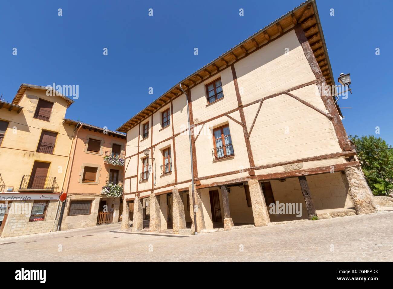 Medieval facades and buildings in Pancorbo village, Burgos province, Spain Stock Photo