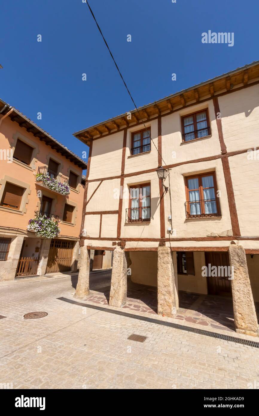 Medieval facades and buildings in Pancorbo village, Burgos province, Spain Stock Photo