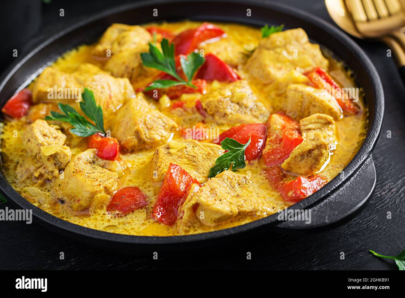 Traditional Indian curry chicken masala. Indian chicken curry with