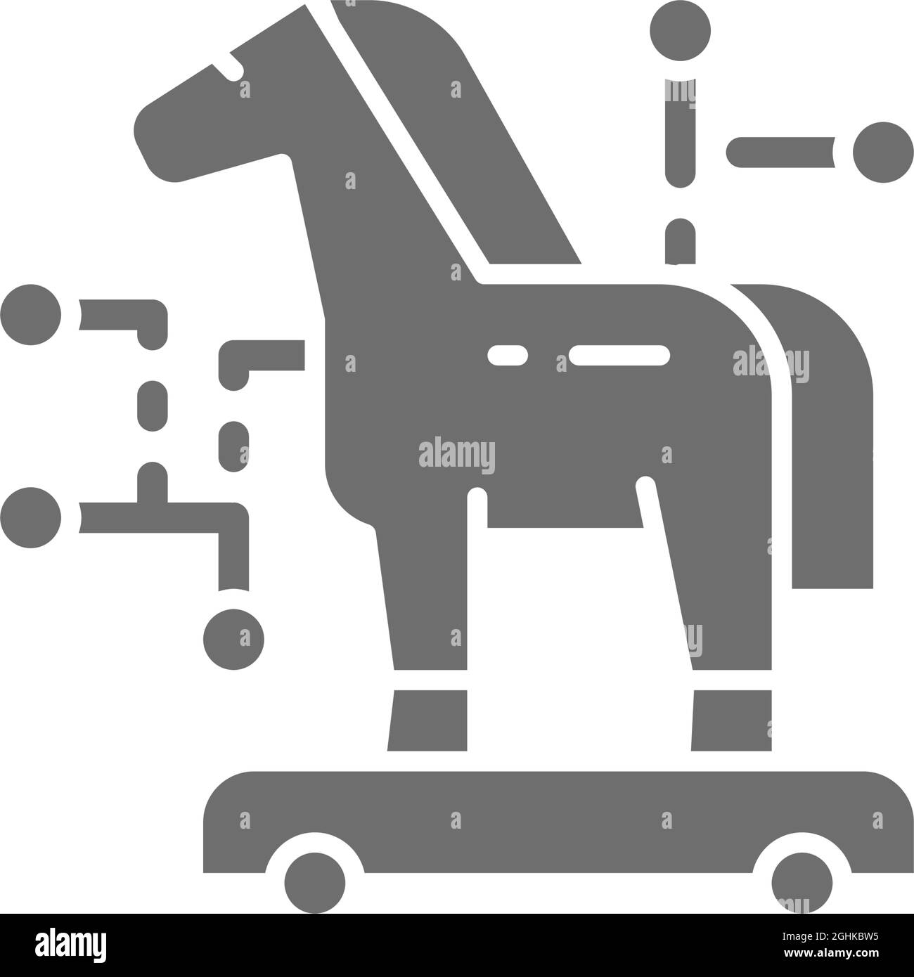 Trojan horse, cyber crime, virus grey icon. Stock Vector