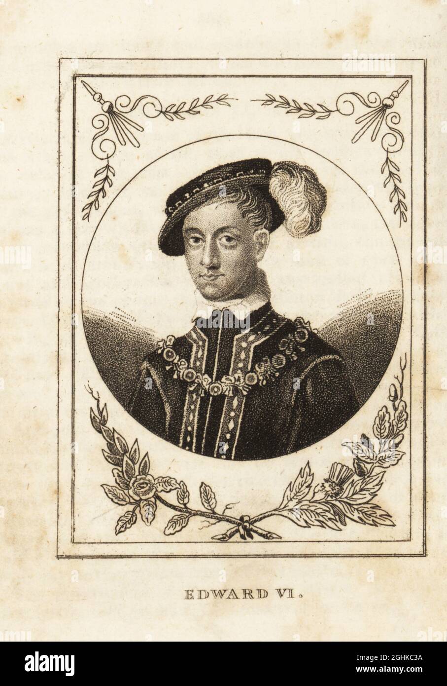 Portrait of King Edward VI of England 1537 1553. Copperplate