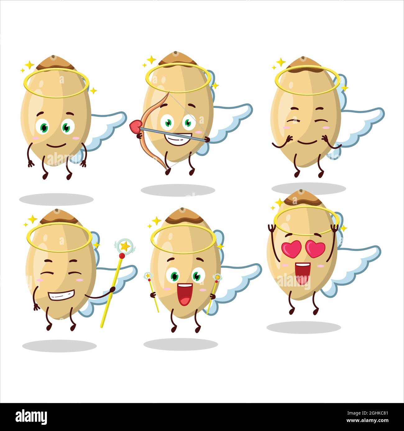 Pine Nuts cartoon designs as a cute angel character. Vector
