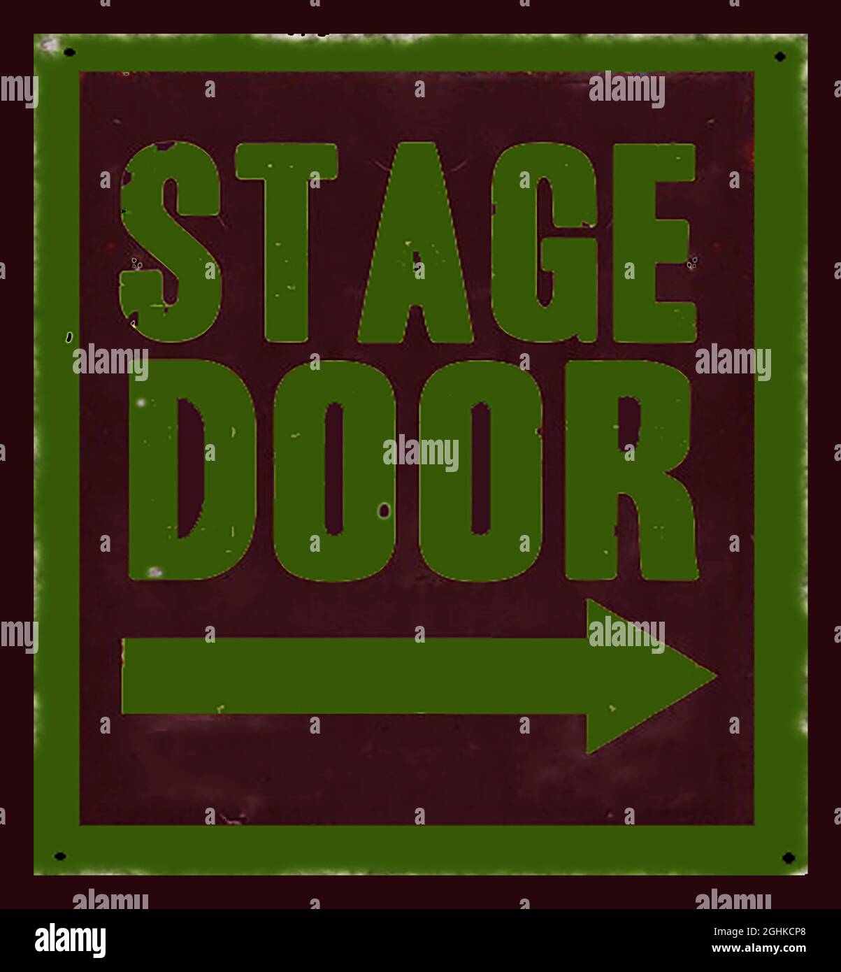 An old  theater stage door direction notice. Stock Photo