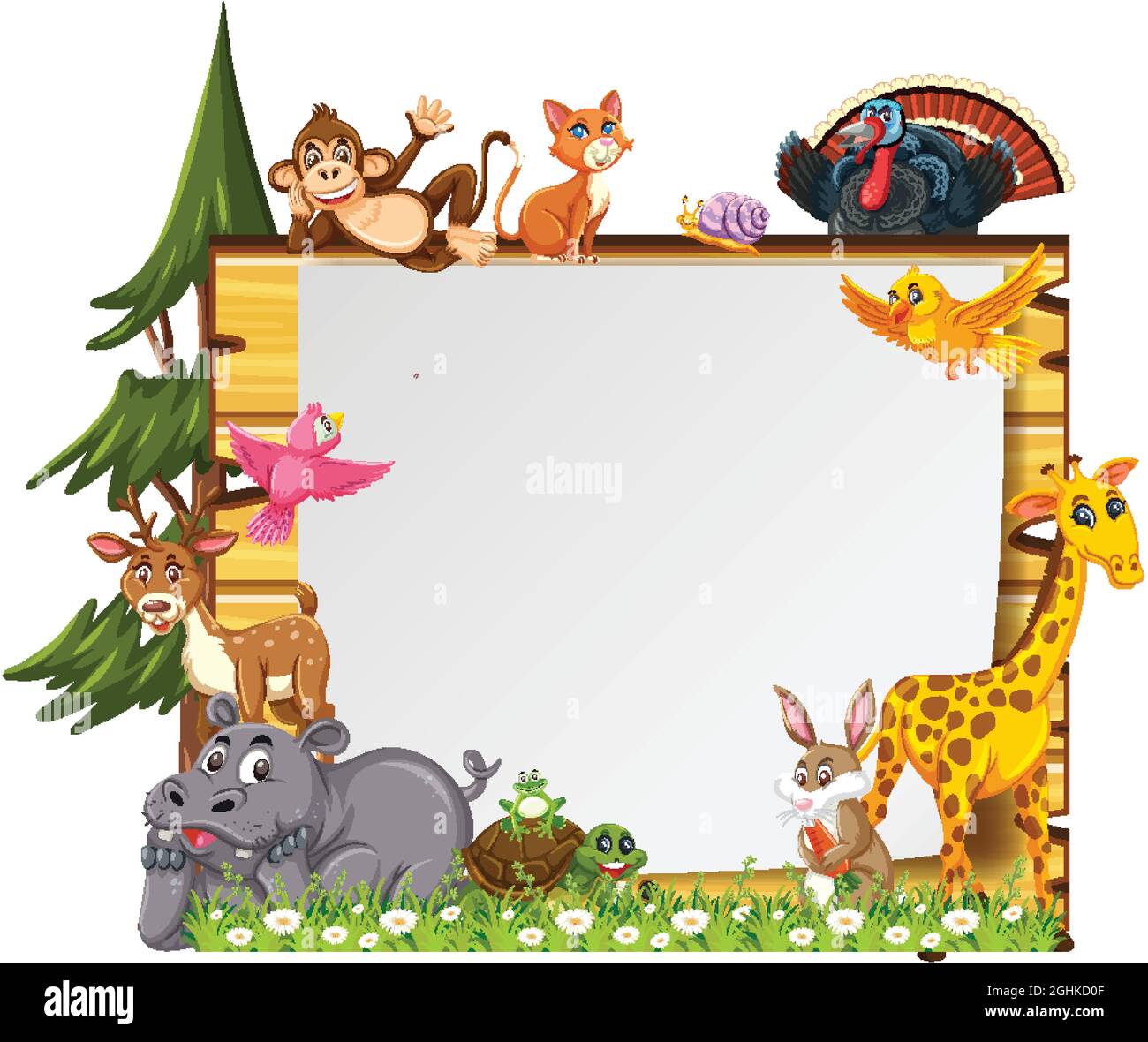 Empty banner with various wild animals illustration Stock Vector Image ...