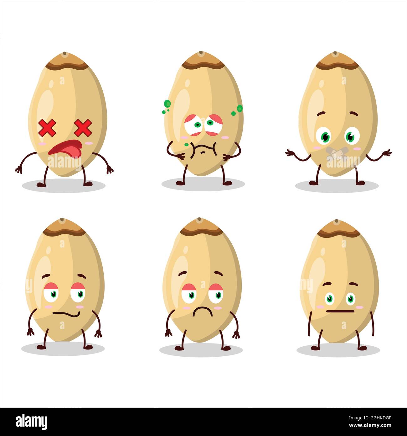 Pine Nuts cartoon character with nope expression. Vector illustration
