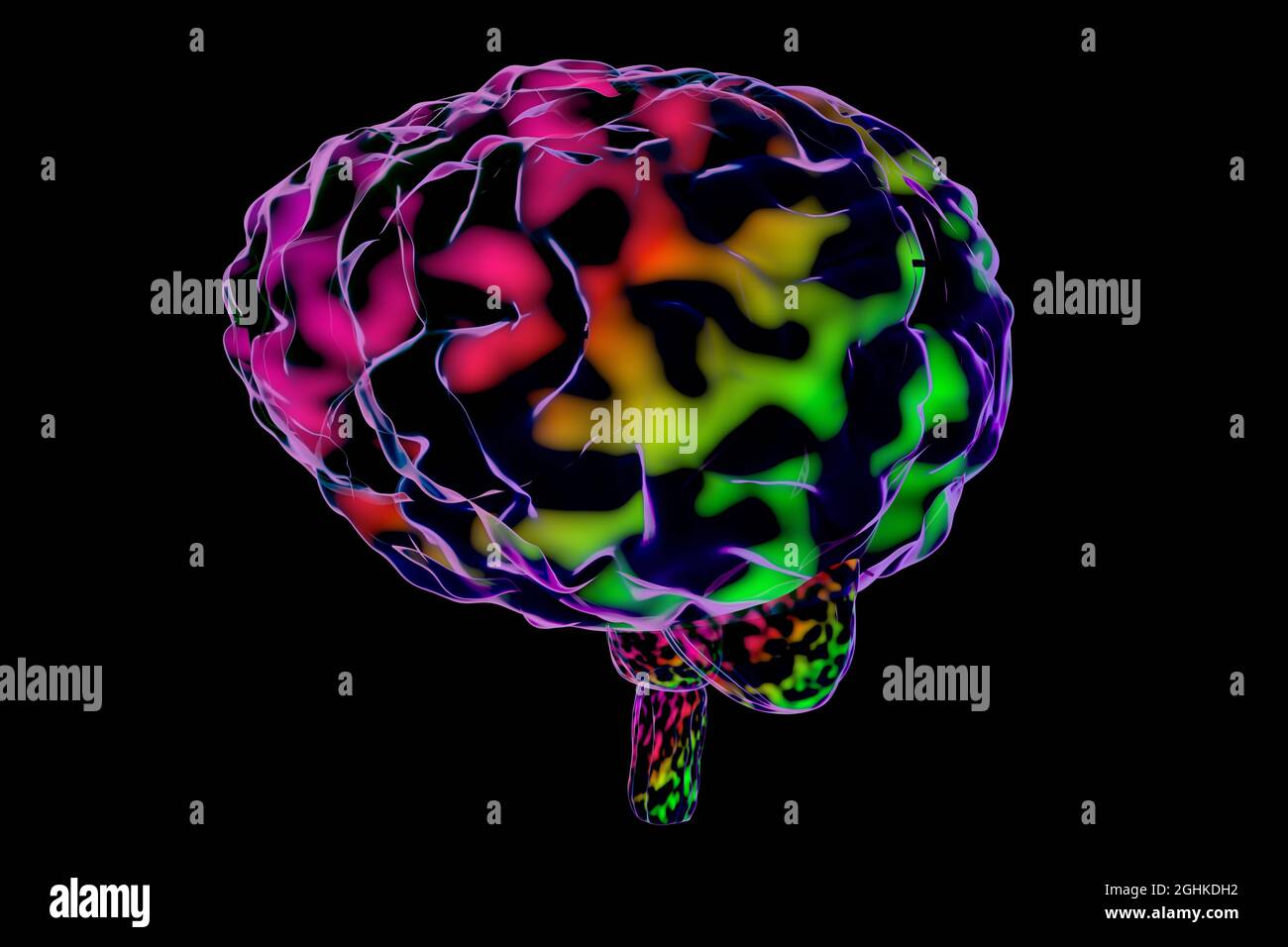 Human brain isolated on black background - 3D illustration Stock Photo ...