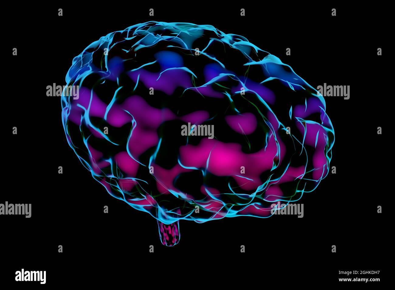 Human brain isolated on black background - 3D illustration Stock Photo ...
