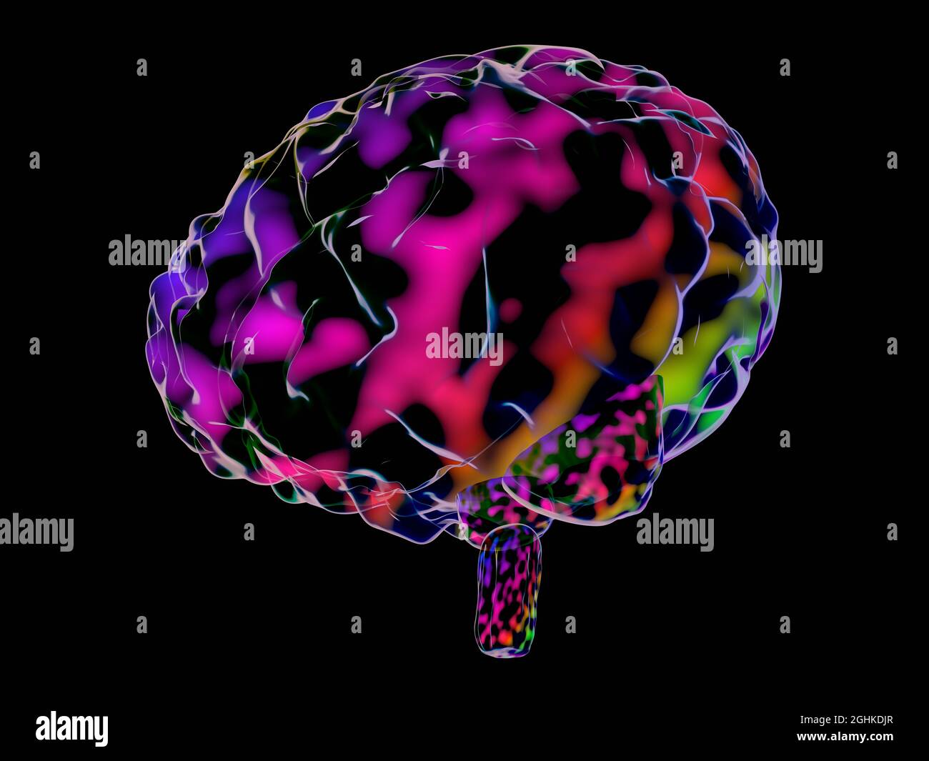 Human brain isolated on black background - 3D illustration Stock Photo ...