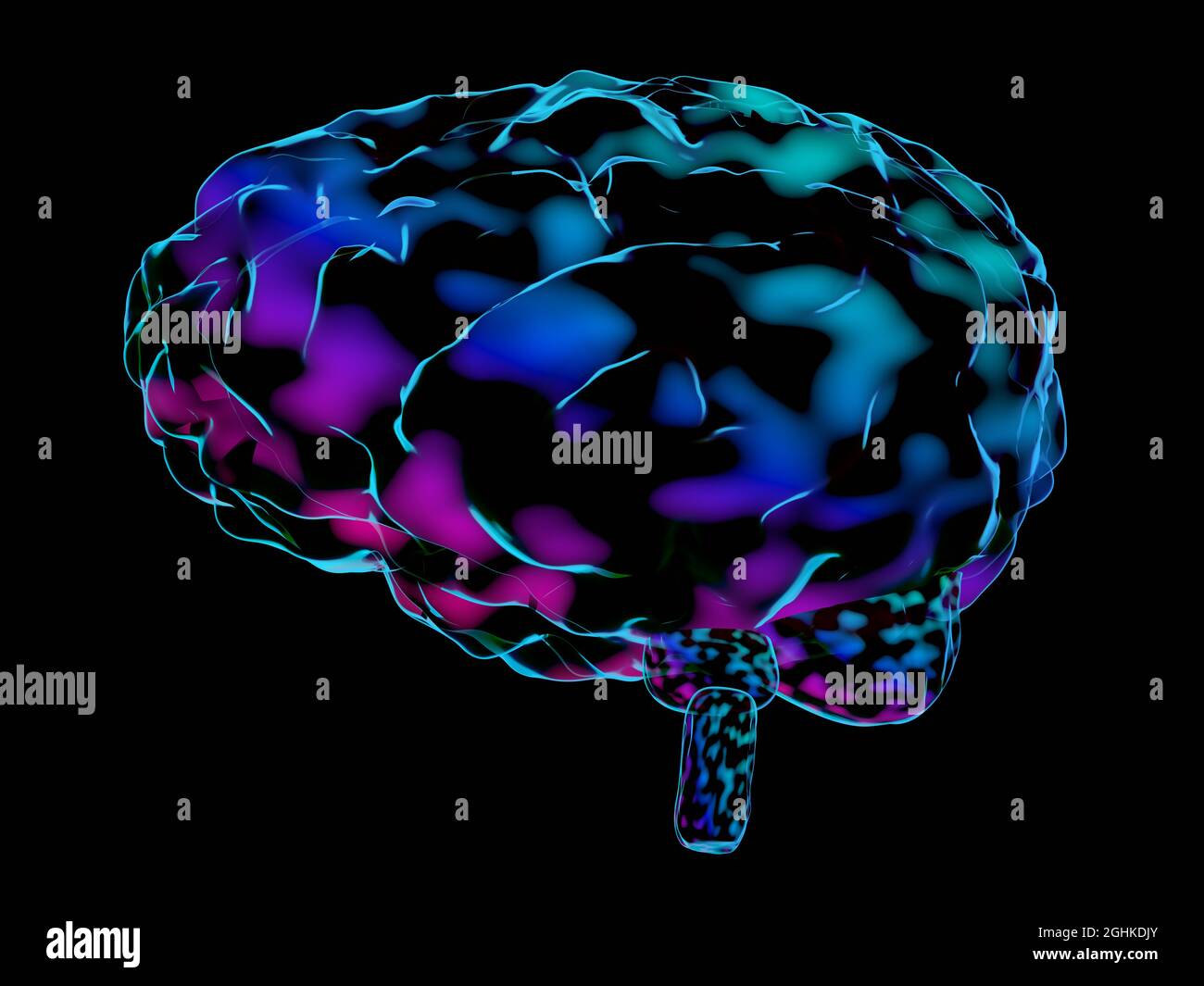 Human brain isolated on black background - 3D illustration Stock Photo ...